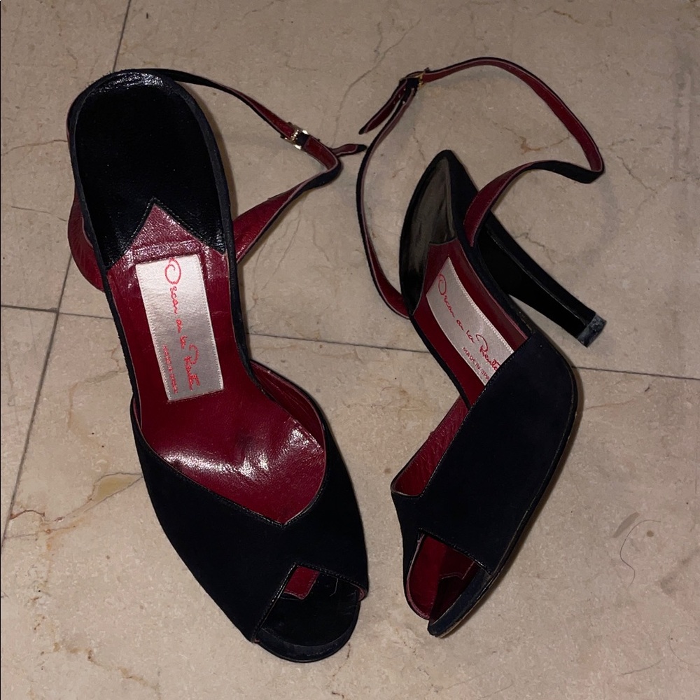 Oscar de la Renta Black and Red Heels